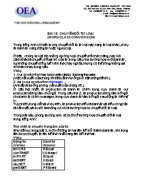 The Oxford English Academy - Bài 15 Chuyển đổi từ loại